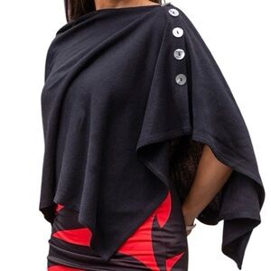 Chloe Angus Wool Blend Button Wrap Shawl Scarf